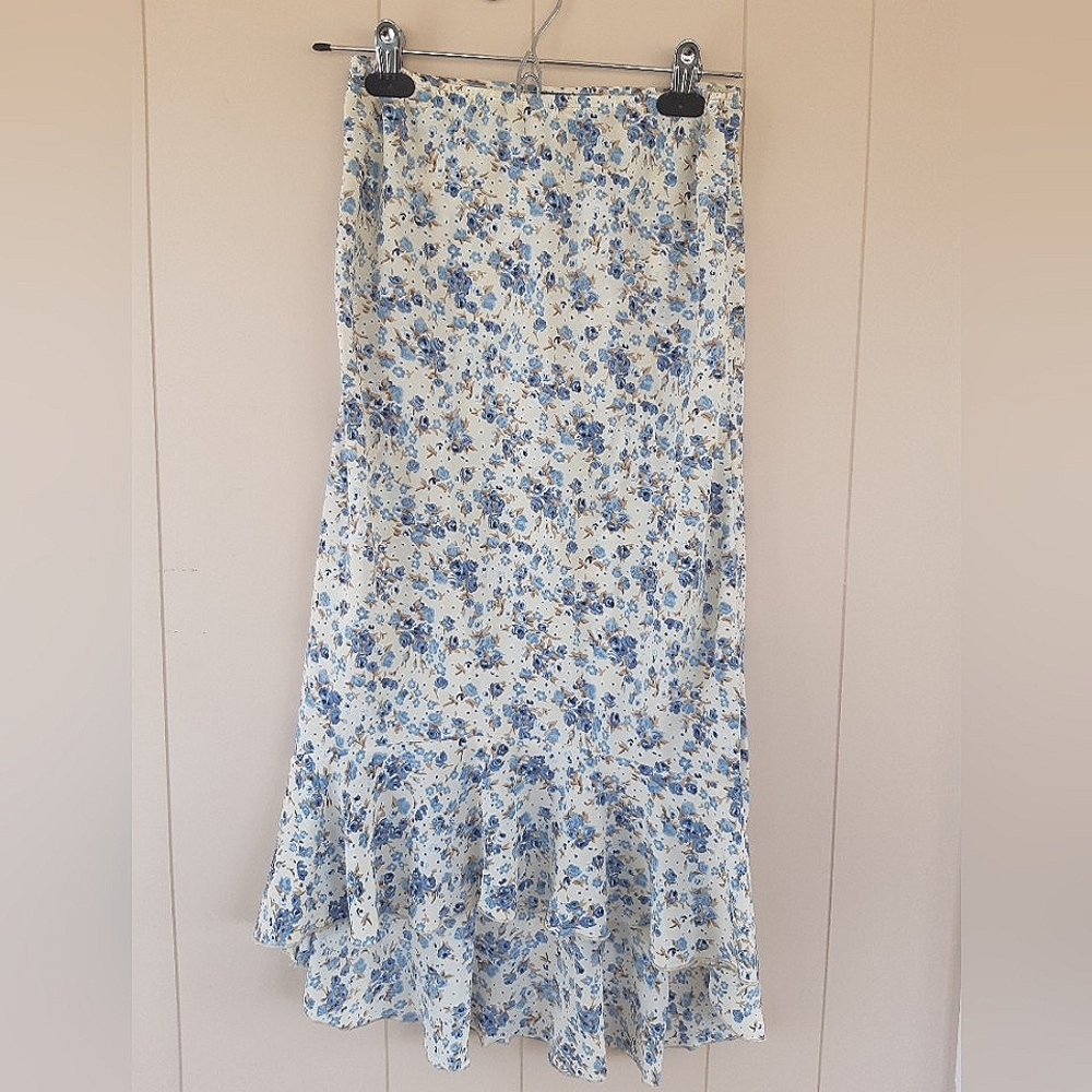 Vintage Y2K Garage Floral Skirt Hi-Low Ruffle Hem Size 5/6